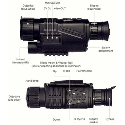 Τελικό P1S X Ψηφιακή υπέρυθρη νυχτερινή όραση Μονόκλαρο 200m 3.7V Νυχτερινό κυνήγι Βινόκλαρα