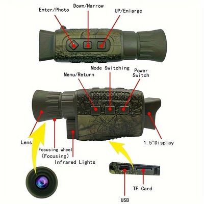 5x8 Ir Vision Οπτική Νυχτερινή όραση Κιάλια υπέρυθρου Μονοκυττάρου Θερμική κάρτα 16GB