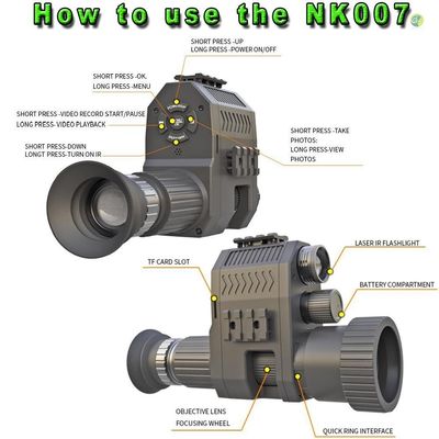 1080p Κυνηγική νυχτερινή όραση Πεδίο οπτικής κάμερας Μονοκυτταρικό DVR με ενσωματωμένο 850nm υπέρυθρο φακό και 1,2 ιντσών οθόνη HD με ρυθμιζόμενες σταυροβολίες